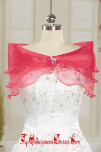 Beautiful Organza Coral Red Shawls with Beading