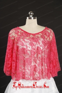 Coral Red Lace Hot Sale Wraps with Beading for 2014