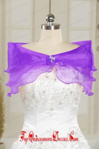 Eggplant Puple Beading Organza Shawls for Wedding