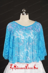 Fashionable Beading Lace Wraps in Aqua Blue