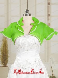 Green Wedding Party Beading Shawls with Open Front