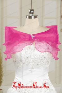 Hot Pink Pretty Organza Beading Shawls for Wedding