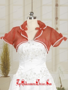 Open Front Organza Red Wedding Party Shawls with Beading