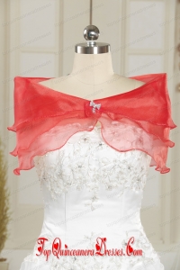 Red Organza Beading Orange Shawls for Wedding