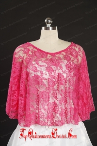 Simple Hot Pink Beading Lace Wraps for 2014