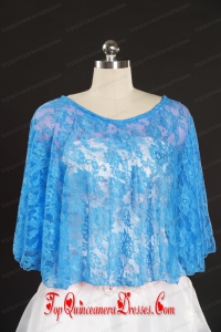 2014 Blue Beading Lace Hot Sale Wraps for Wedding Party