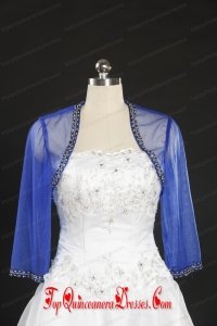 2014 Discount Royal Blue Long Sleeves Wraps with Beading