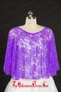 2014 Eggplant Purple Hot Sale Lace Wraps with Beading