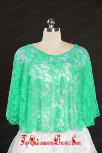 2014 Turquoise Lace Hot Sale Wraps with Beading