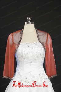 Cheap Red Long Sleeves Beading Wraps in 2014