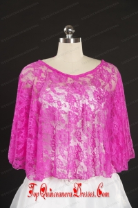 Elegant Hot Pink Beading Lace Wraps for 2014