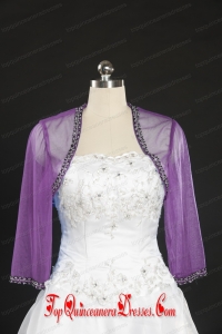 Fashionable Long Sleeves Lilac Wraps with Beading