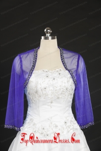 Simple Beading Purple Long Sleeves Wraps for 2014