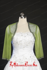 2014 Royal Blue Long Sleeves Green Wraps with Beading