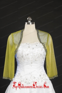 2014 Yellow Long Sleeves Wraps with Beading