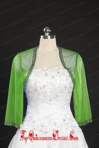 Green Long Sleeves 2014 Wraps with Beading