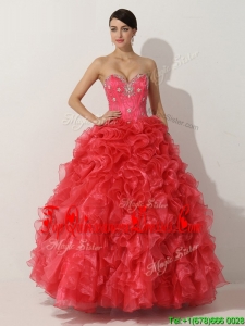 Modern Princess Red Quinceanera Dresses with Beading and Ruffles