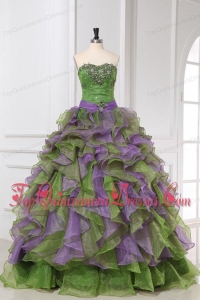 Multi-color Organza Sweetheart Beading and Ruffles Quinceanera Dress