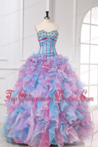 Multi-color Sweetheart Long Beading and Ruffles Quinceanera Dress