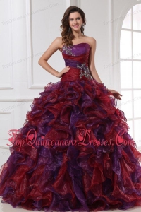 Sweetheart Appliques with Beading Organza Multi-color Quinceanera Dress