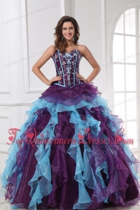 Sweetheart Beading and Appliques Multi-color Quinceanera Dress