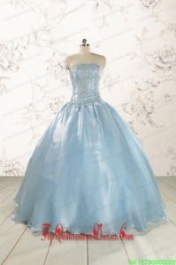New Style 2015 Strapless Sweet 15 Dresses with Beading