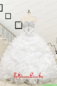 New Sweetheart Sweep Train Beading and Ruffles Quinceanera Dress for 2015