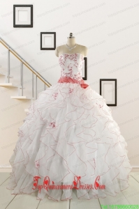 2015 Elegant Sweetheart Quinceanera Dresses with Appliques and Belt
