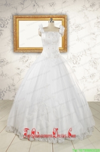 2015 Wonderful White Quinceanera Dresses with Appliques and Beading