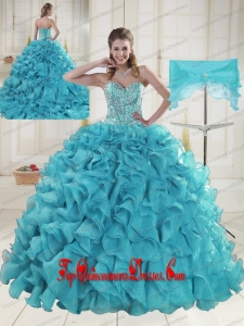 Fashionable Sweetheart 2015 Quinceanera Dresses in Aqua Blue