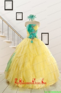 2015 Classical Multi Color Quinceanera Dresses with Hand Made Flowers