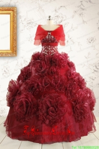 New Style Ball Gown Wine Red Quinceanera Dresses for 2015