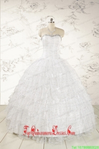 The Most Popular White Sequins Ball Gown Quinceanera Dresses for 2015