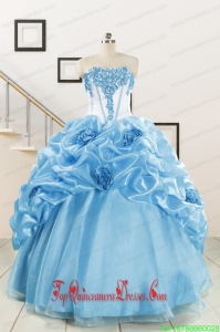 2015 New Style Sweetheart Baby Blue Quinceanera Dresses with Appliques