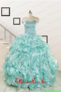 2015 Beautiful Beading Quinceanera Dresses in Apple Green