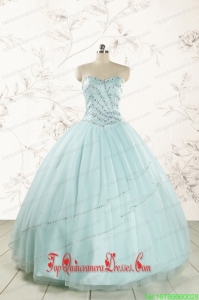 2015 Exclusive Apple Green Quinceanera Dresses with Reinstones