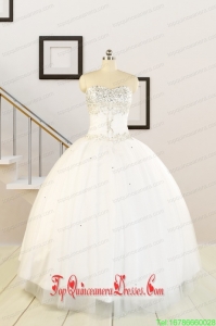 2015 White Elegant Quinceanera Dresses with Beading