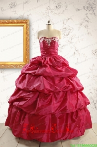 Appliques 2015 Hot Pink Quinceanera Dresses with Lace Up