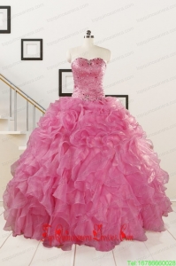 Pink 2015 Pretty Quinceanera Dresses Sweetheart with Ruffles