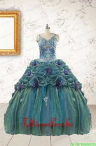 Beautiful Multi-color Straps Appliques Quinceanera Dresses for 2015
