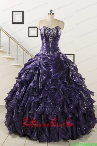 Custom Made 2015 Ball Gown Purple Quinceanera Dresses with Appliques