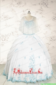 Custom Made Appliques Pretty Quinceanera Dresses in White for 2015