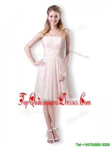 Cute Empire Chiffon Champagne Short Dama Dress with Halter Top