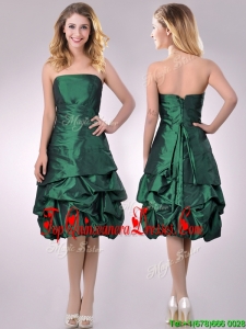 Classical Taffeta Strapless Bubble Dama Dress in Dark Green