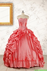 2015 Beautiful Sweetheart Beading Quinceanera Dresses in Watermelon