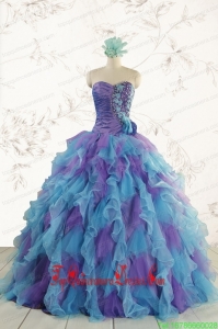 2015 New Style Multi Color Quinceanera Dresses with Beading