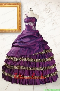 Custom Made One Shoulder Quinceanera Dresses with Beading and Leopard