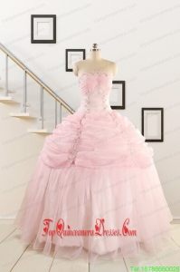 Custom Made Strapless Quinceanera Dresses with Beading and Pick Ups