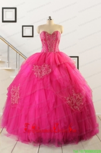 2015 Custom Made Appliques Dresses For 15 in Hot Pink