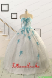 2015 Custom Made White Quinceanera Dresses with Appliques